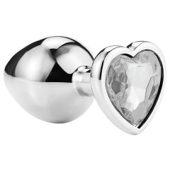 Sunfo - Heart Gem Metal Anal Plug (Silver-White)