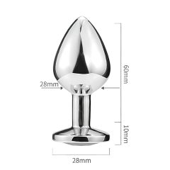 Sunfo - Metal Heart Gem Anal Plug (Silver-Pink)
