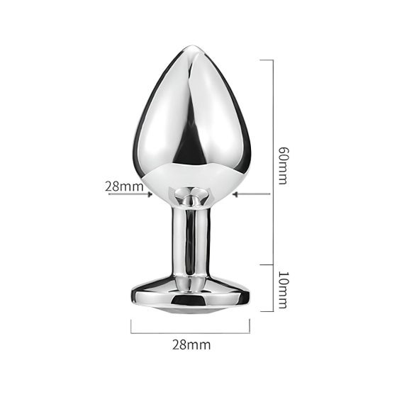 Sunfo - Metal Heart Gem Anal Plug (Silver-Pink)