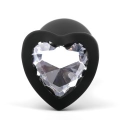 Sunfo - Silicone Heart Gem Anal Plug (Black and White)