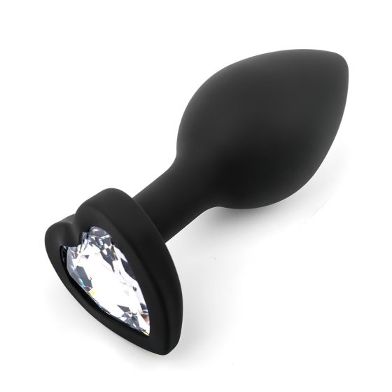Sunfo - Heart Gem Silicone Anal Plug (Black and White)