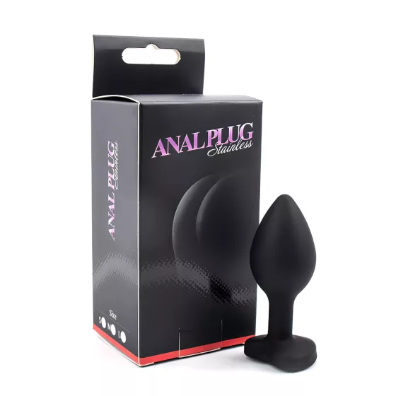 Sunfo - Silicone Heart Gem Anal Plug (Black and White)