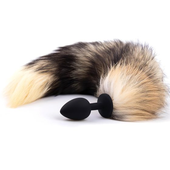 Sunfo - Silicone Fox Tail Anal Plug (Black-Red)