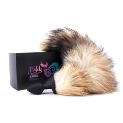 Sunfo - Silicone Fox Tail Anal Plug (Black-Red)