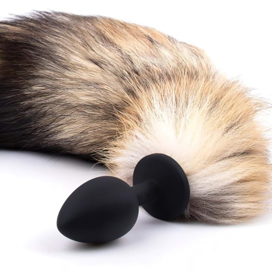 Sunfo - Silicone Fox Tail Anal Plug (Black-Red)