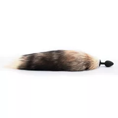 Sunfo - Silicone Anal Plug with Fox Tail (Black-Red)