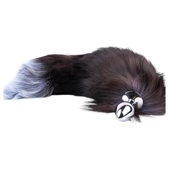 Sunfo - Metal Anal Plug with Silver-Black Fox Tail
