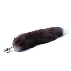 Sunfo - Silver-Black Metal Anal Plug with Fox Tail