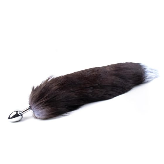 Sunfo - Metal Anal Plug with Silver-Black Fox Tail