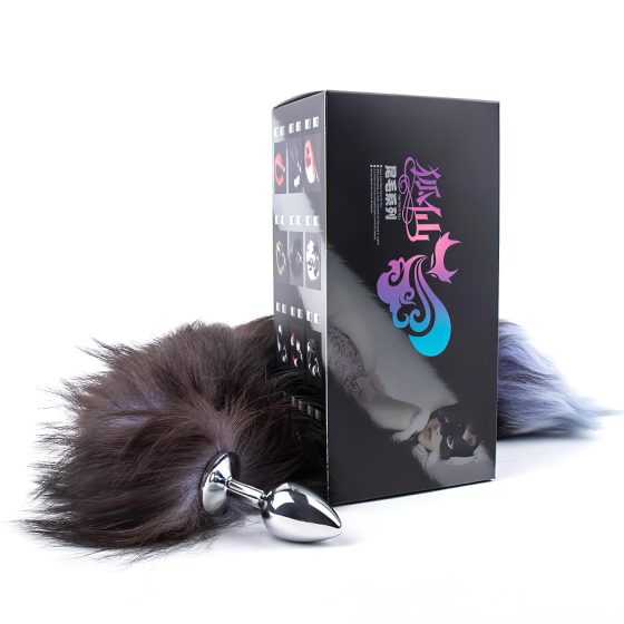 Sunfo - Metal Anal Plug with Silver-Black Fox Tail