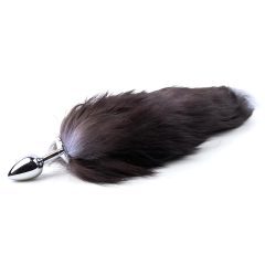 Sunfo - Silver-Black Metal Anal Plug with Fox Tail