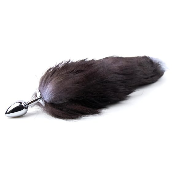 Sunfo - Metal Anal Plug with Silver-Black Fox Tail