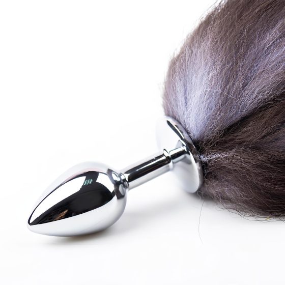 Sunfo - Metal Anal Plug with Silver-Black Fox Tail