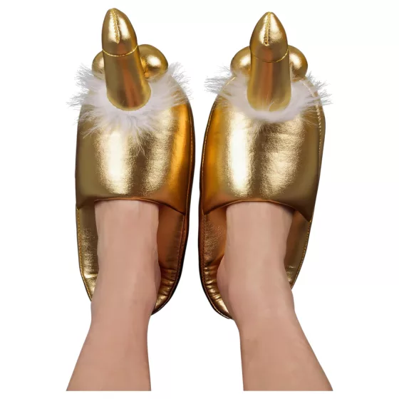 Penis slippers (gold)