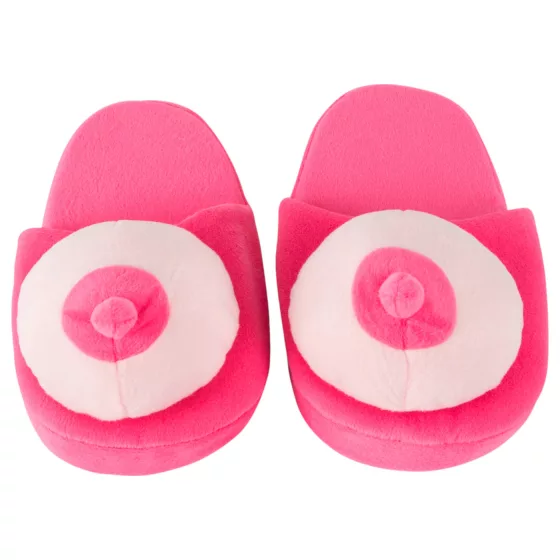 Pink plush slippers - boob-shaped (sizes 42-45)