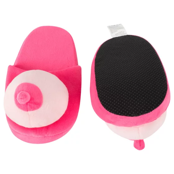 Pink plush slippers - boob-shaped (sizes 42-45)