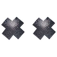 Cottelli - rhinestone X nipple sticker (black)
