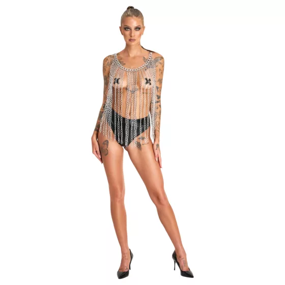 Bad Kitty - chain-link collar and belt (silver)