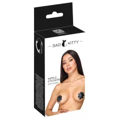 Bad Kitty - studded nipple pasties with chain (black)