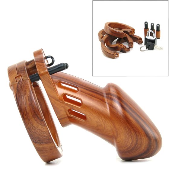 CB-6000 - Luxury Wooden Locking Chastity Cage