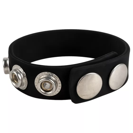 Pulselock Forge - adjustable snap‑fastening silicone cock ring (black) - 228 mm