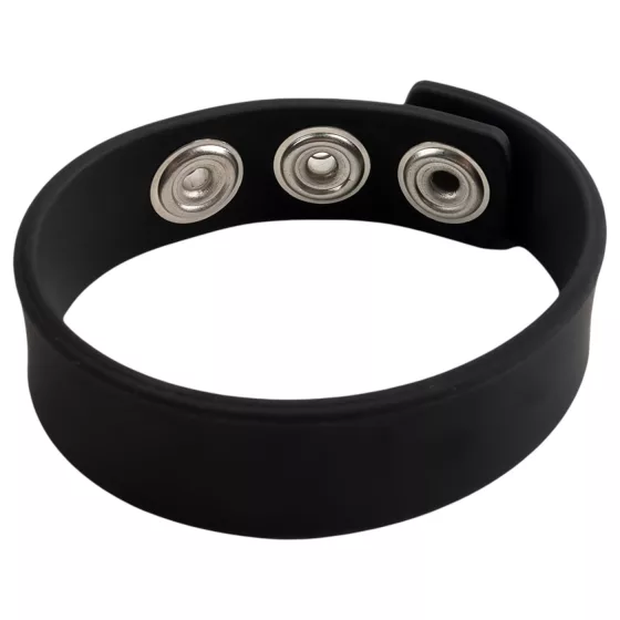 Pulselock Forge - adjustable snap‑fastening silicone cock ring (black) - 200 mm