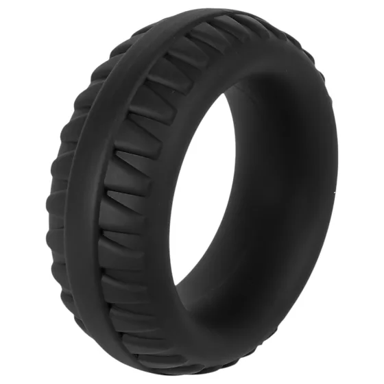 Pulselock Forge - tyre-pattern silicone cock ring (black) - 35 mm
