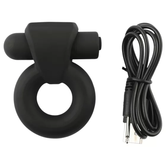 Pulselock Vantr - rechargeable vibrating penis and testicle ring (black) - 25 mm