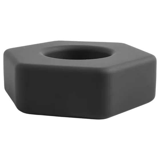 Pulselock Forge - black silicone penis ring in the shape of a hex nut - 22 mm