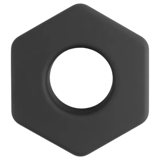 Pulselock Forge - black silicone penis ring in the shape of a hex nut - 22 mm