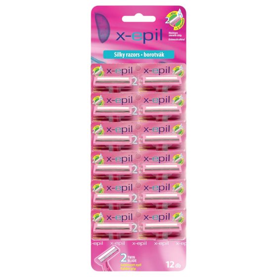 X-Epil Silky - Twin Blade Razors with Comfort Grip (Pack of 12)