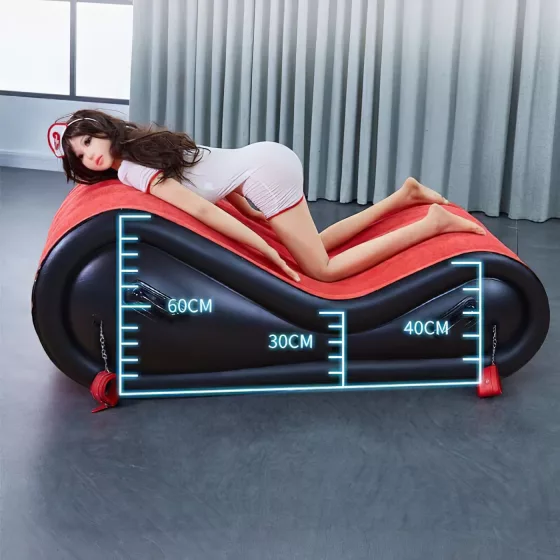 Desirel Magic Pillow - Inflatable BDSM Sex Furniture - with Cuffs (Red)