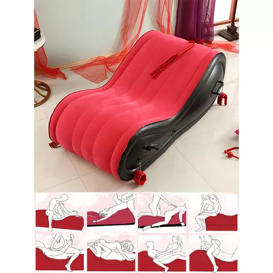 Desirel Magic Pillow - Inflatable BDSM Sex Furniture - with Cuffs (Red)