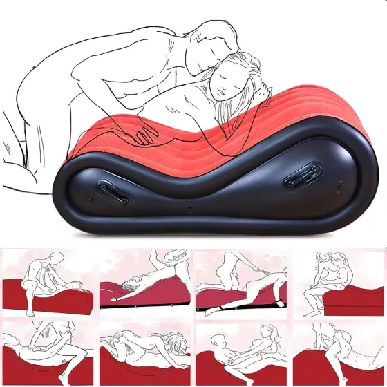 Desirel Magic Pillow - Inflatable BDSM Sex Furniture - with Cuffs (Red)