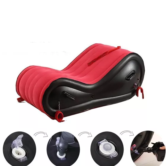 Desirel Magic Pillow - Inflatable BDSM Sex Furniture - with Cuffs (Red)