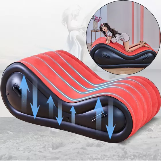 Desirel Magic Pillow - Inflatable BDSM Sex Furniture - with Cuffs (Red)