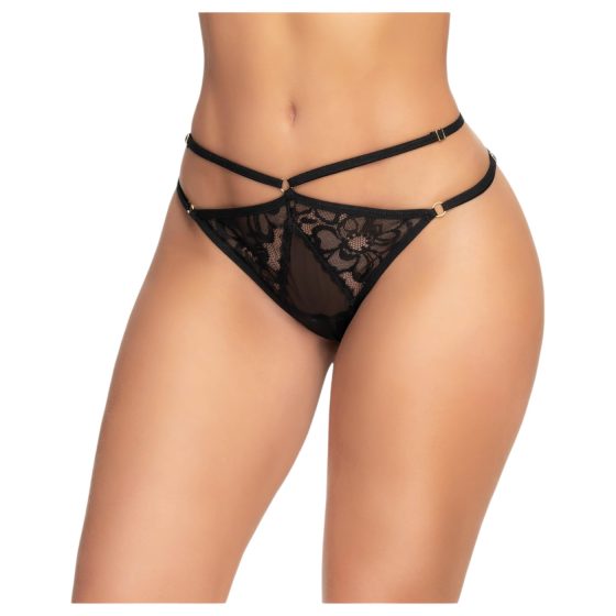 Mapalé - Black Patterned Strappy Open Panties