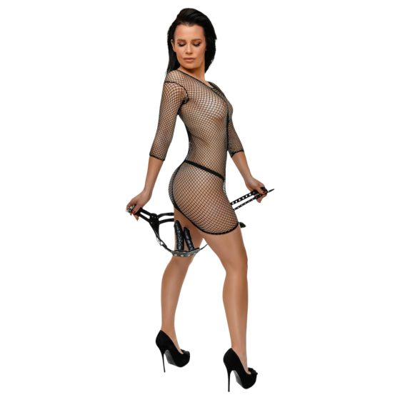 ZADO - Leather Harness with 2 Internal Dildos (Black)