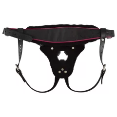   ZADO - leather bottom harness for strap-on dildo, BDSM (black, S-L)