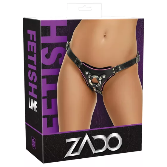 ZADO - black leather lower harness for strap-on dildo, BDSM (S-L)