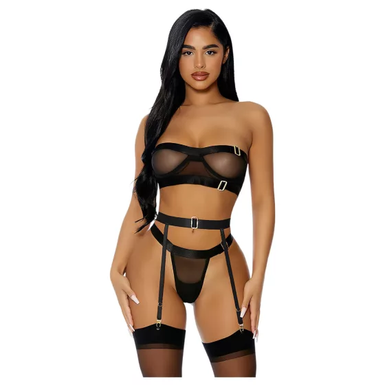 JSY 052 - erotic lingerie set (black) - L/XL