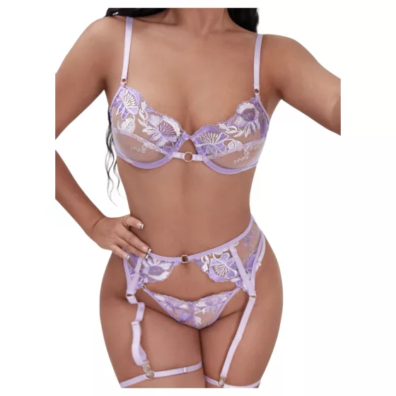 JSY 060 - erotic lingerie set - purple - L/XL