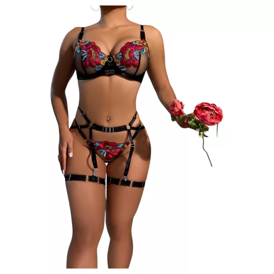 JSY 061 - erotic lingerie set - black - L/XL