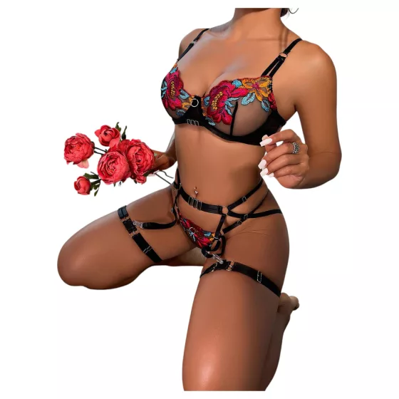 JSY 061 - erotic lingerie set - black - L/XL