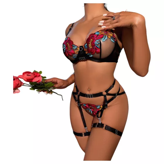 JSY 061 - erotic lingerie set - black - L/XL