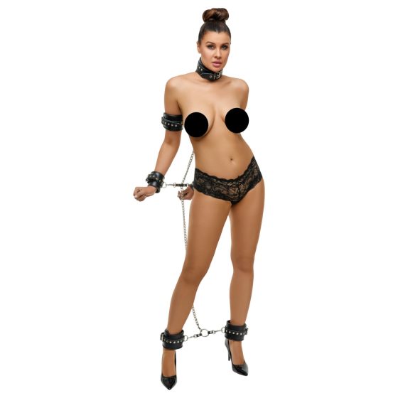 ZADO - Black Leather Bondage Restraint Set
