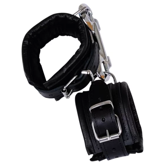 ZADO - Leather Wrist Cuffs with Carabiner (Black)