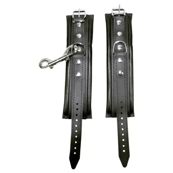 ZADO - Leather Wrist Cuffs with Carabiner (Black)