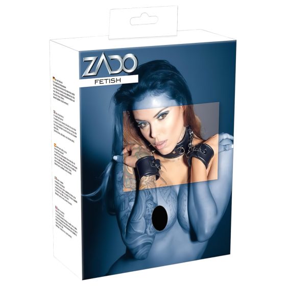 ZADO - Black Leather Collar with Cuffs