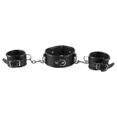 ZADO - Black Leather Collar with Cuffs